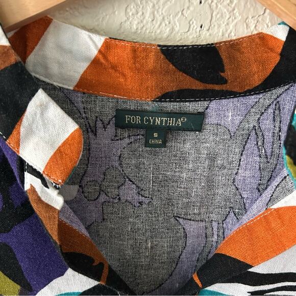 For Cynthia linen blend colorful top womens size small - Picture 5 of 8